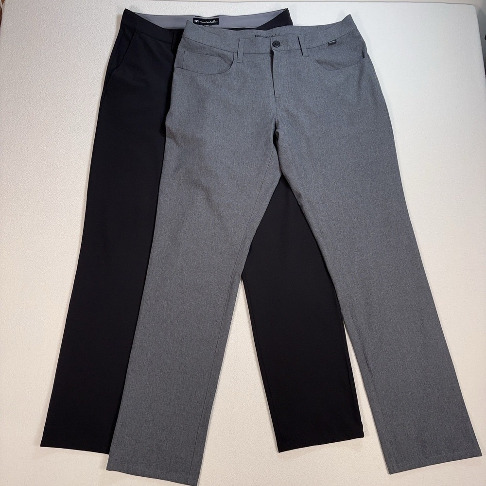 Lot of 2 Travis Mathew Golf Pants Men's 33 (fits 34x31/30) Gray/Black Stretch